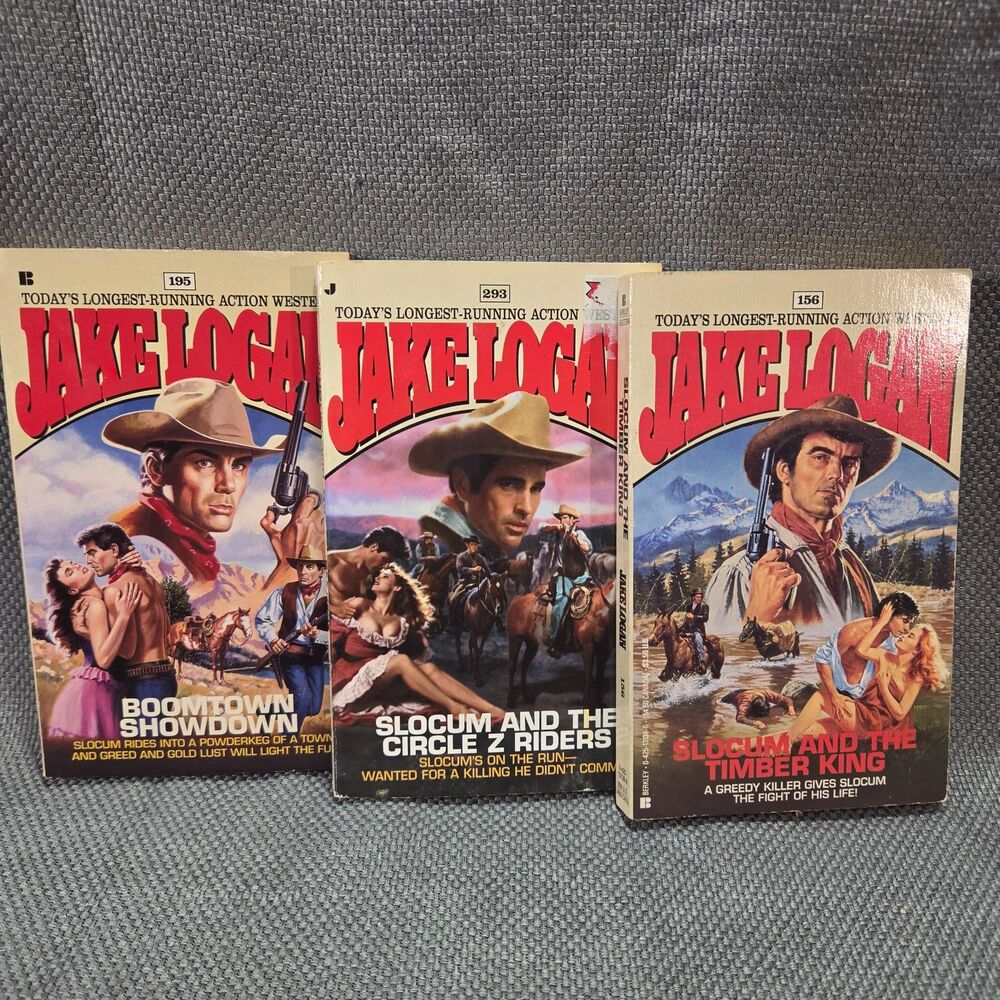 Lot of 3 Slocum Western Paperbacks by Jake Logan - Nos. 156, 195 & 293